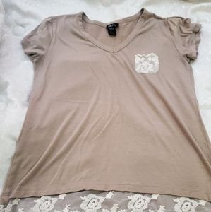 Knit top with lace accents